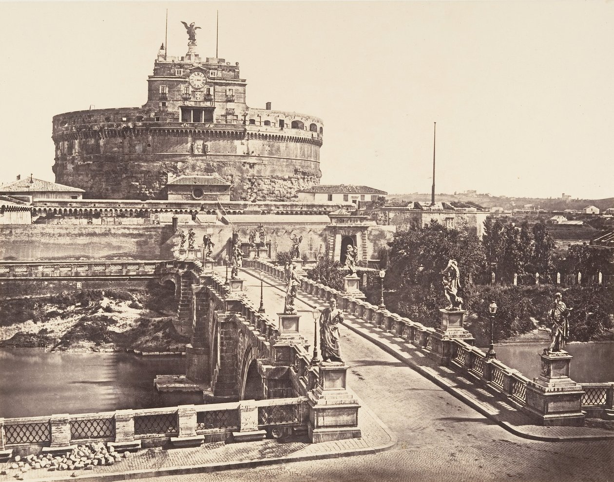 Bridge og Castel S. Angelo, 1848-52. af Eugène Constant