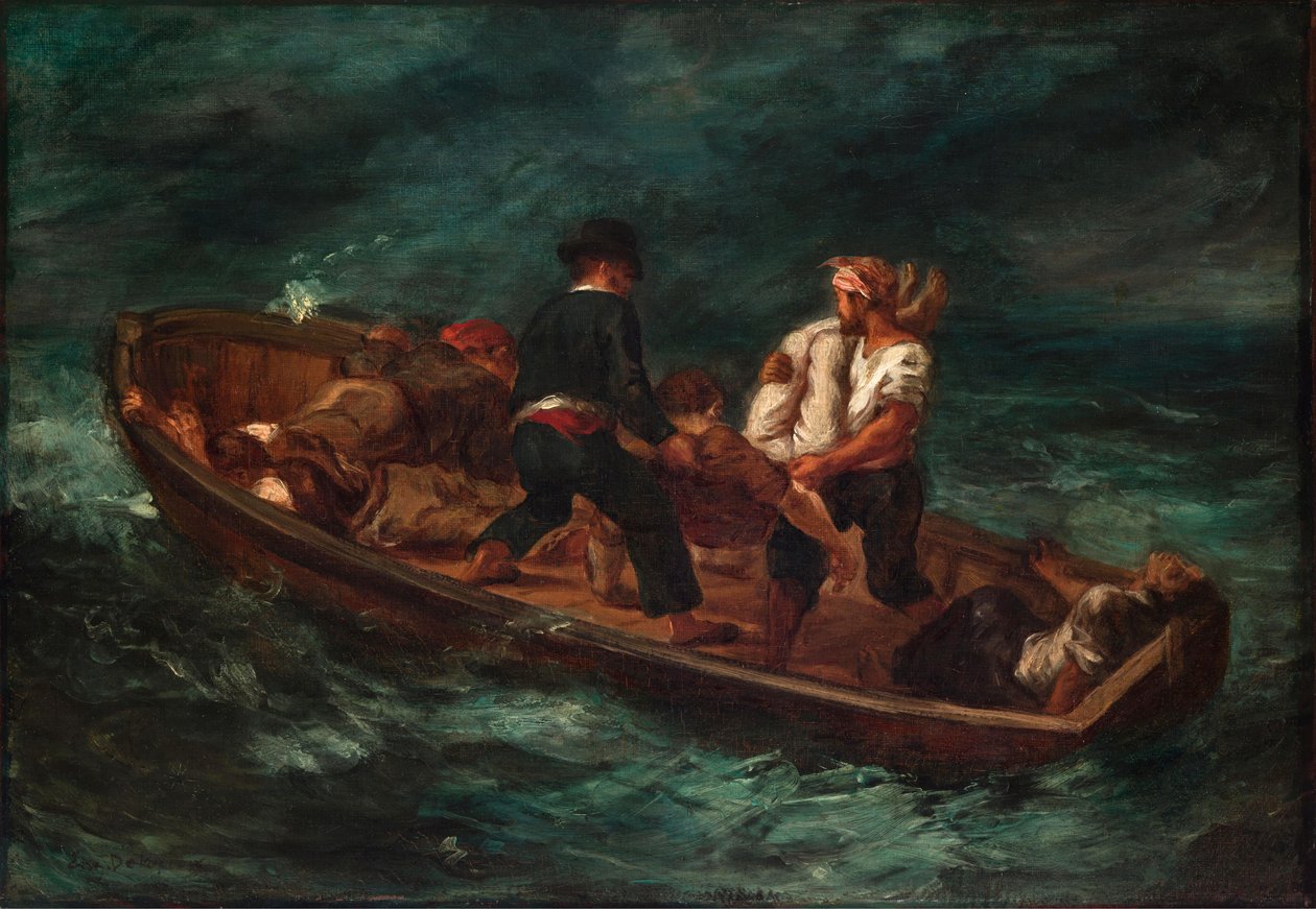 Efter skibsvraget (Barge of Don Juan - lig smidt i havet) af Eugène Delacroix