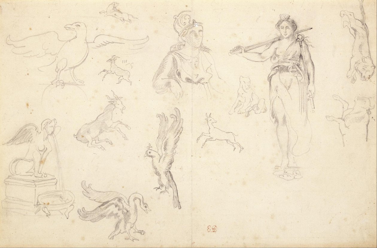 Dyre- og figurstudier af Eugène Delacroix