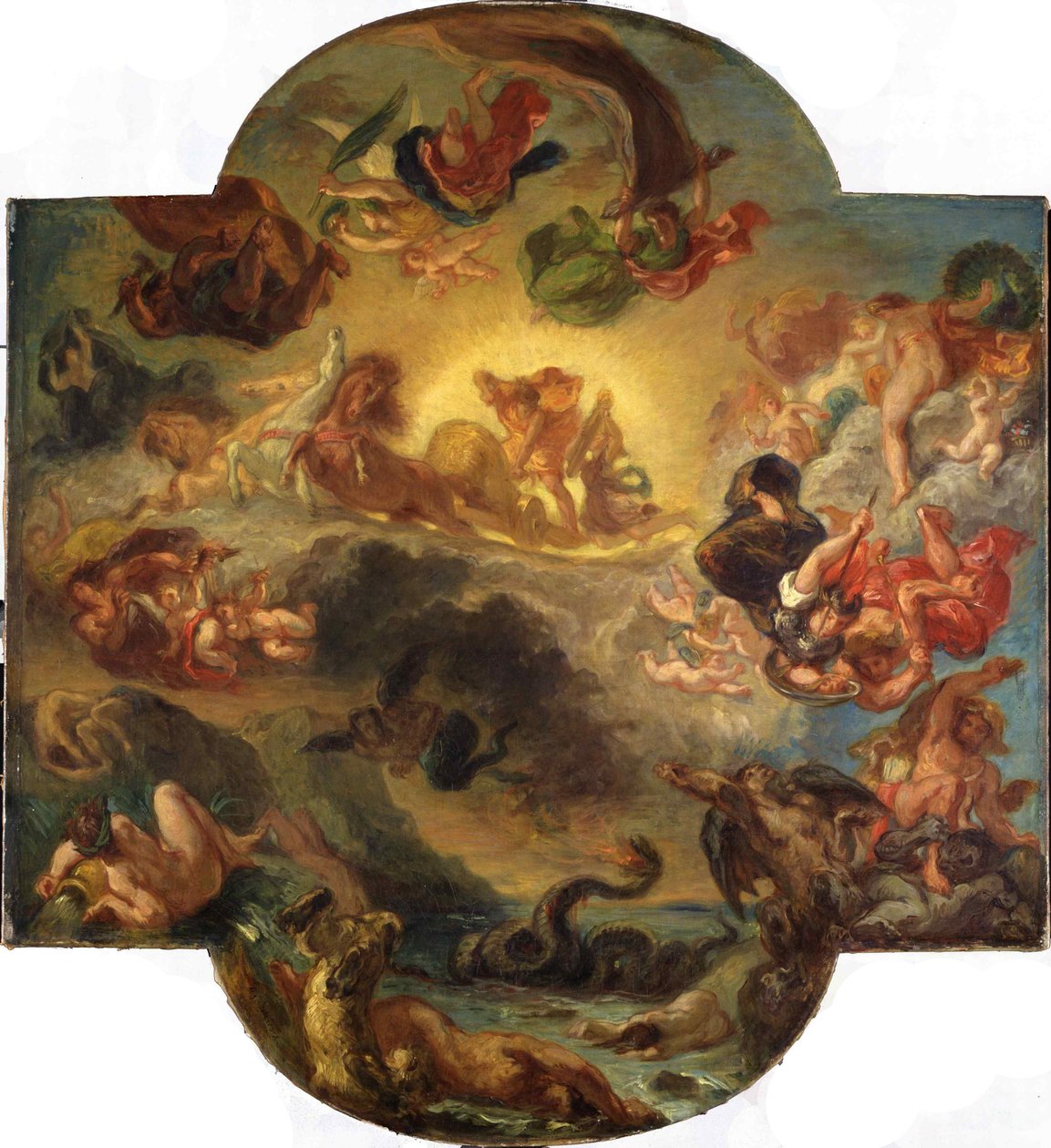 Apollo besejrer slangepytonen, ca. 1853. af Ferdinand Victor Eugene Delacroix