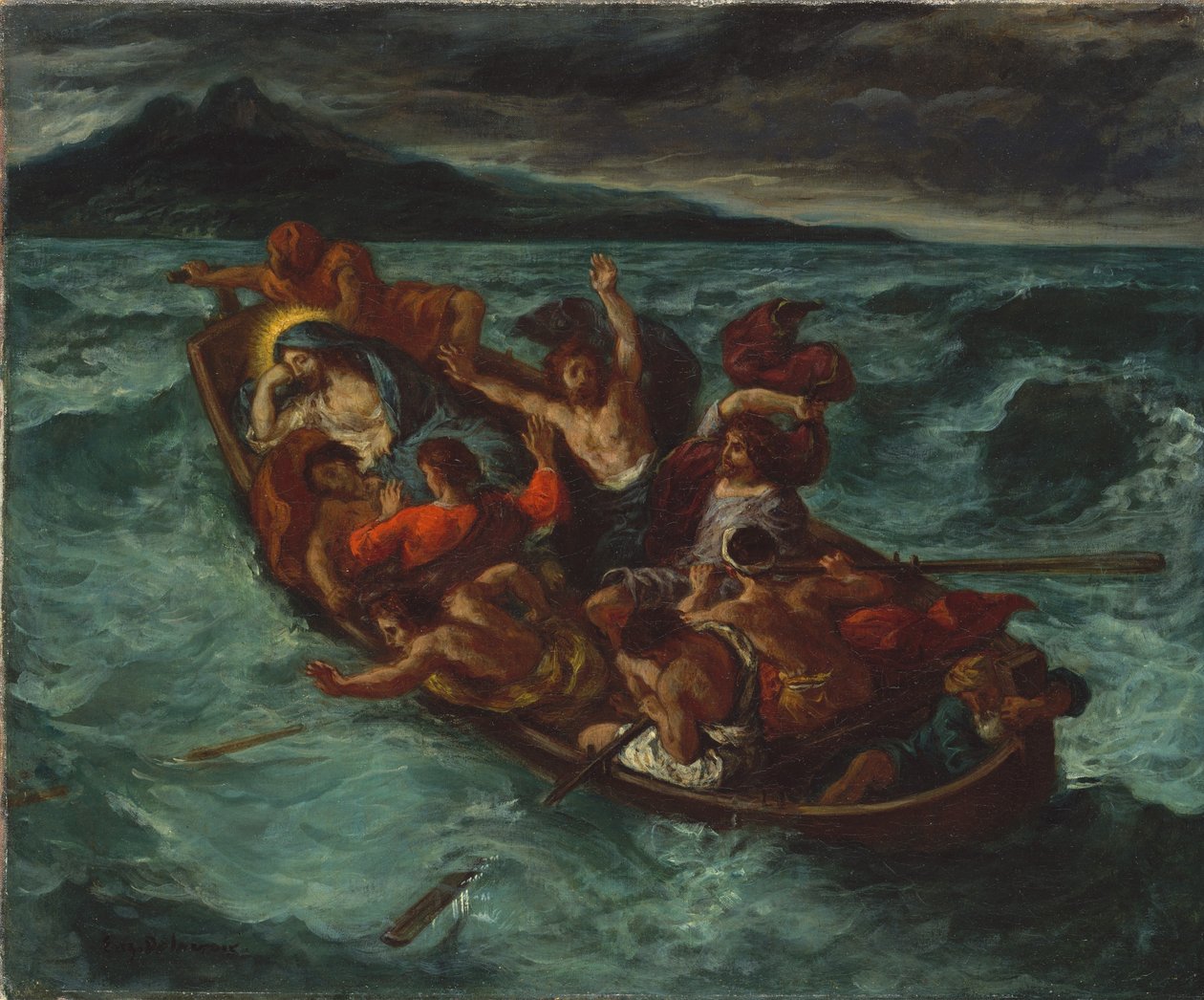 Kristus sover under stormen af Eugène Delacroix