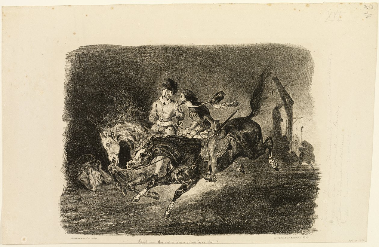 Faust og Mephistopheles galoperer gennem heksenes sabbatsnat af Eugène Delacroix