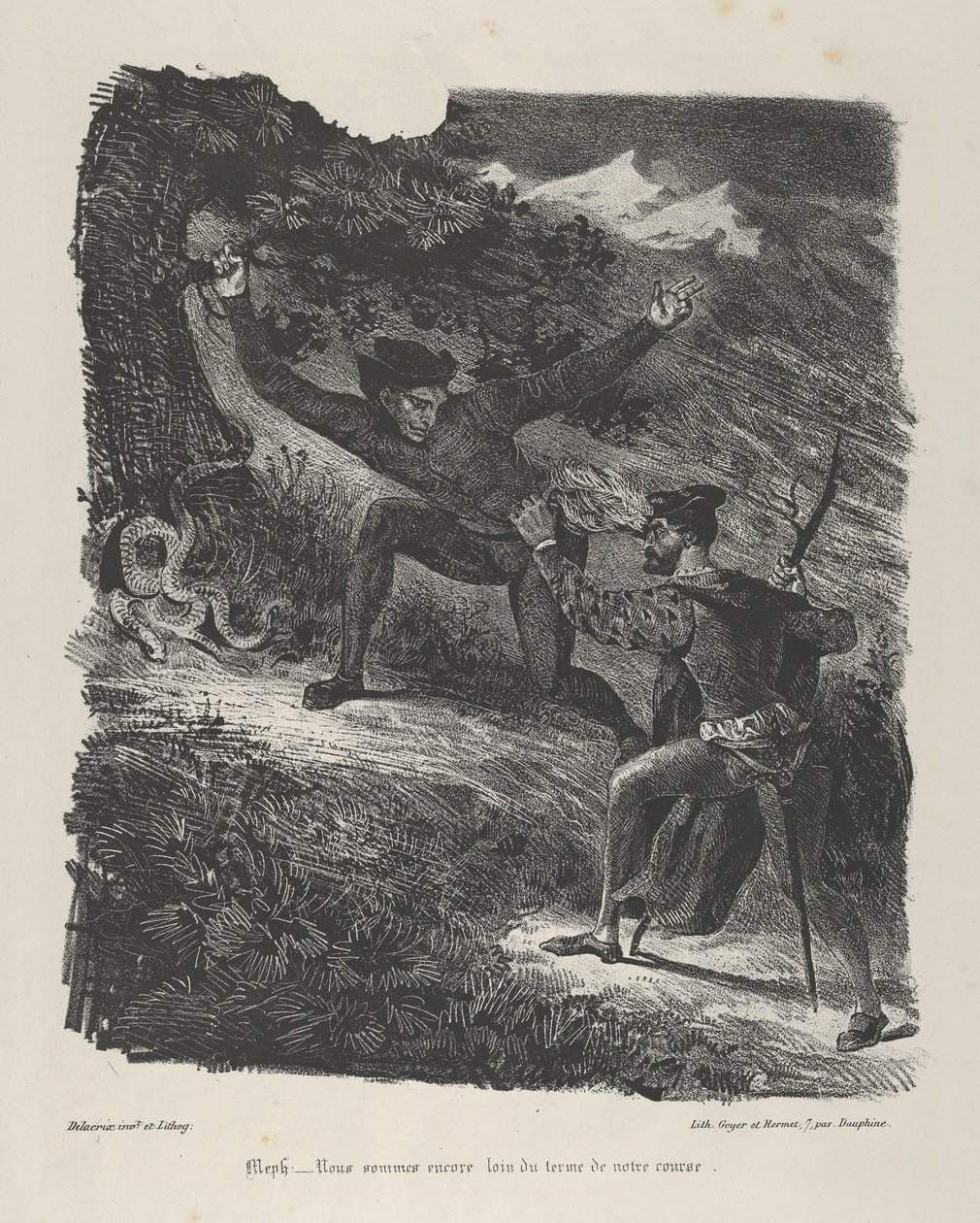 Faust og Mephistopheles i Hartzbjergene Goethe, Faust, 1825-27., 1825-27. af Eugène Delacroix