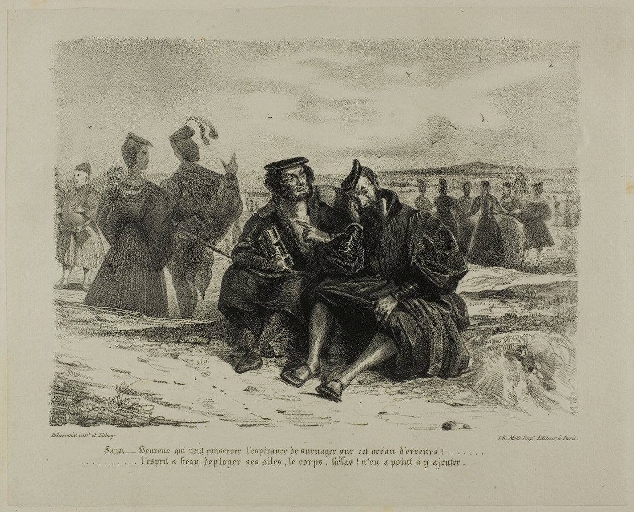 Faust og Wagner, fra Faust af Eugène Delacroix