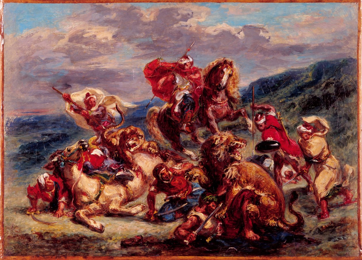 Fransk: Chasse au lion af Eugène Delacroix
