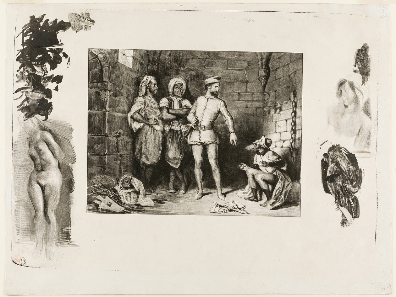 Fronte-boeuf og jøden, fra Ivanhoe af Eugène Delacroix