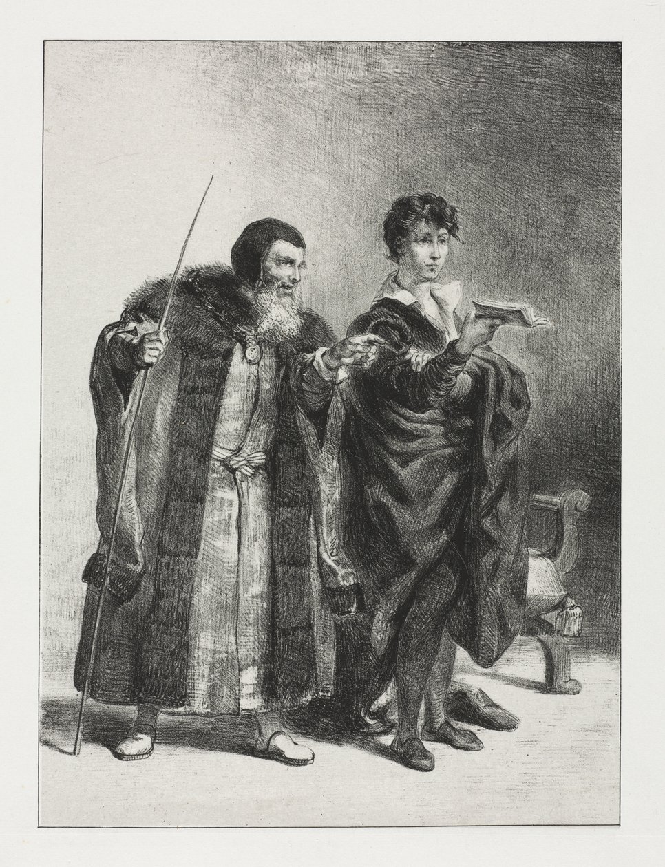 Hamlet: Polonius og Hamlet af Eugène Delacroix