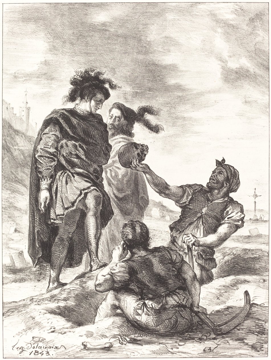 Hamlet og Horatio før gravegraverne (V. akt, scene I) af Eugène Delacroix