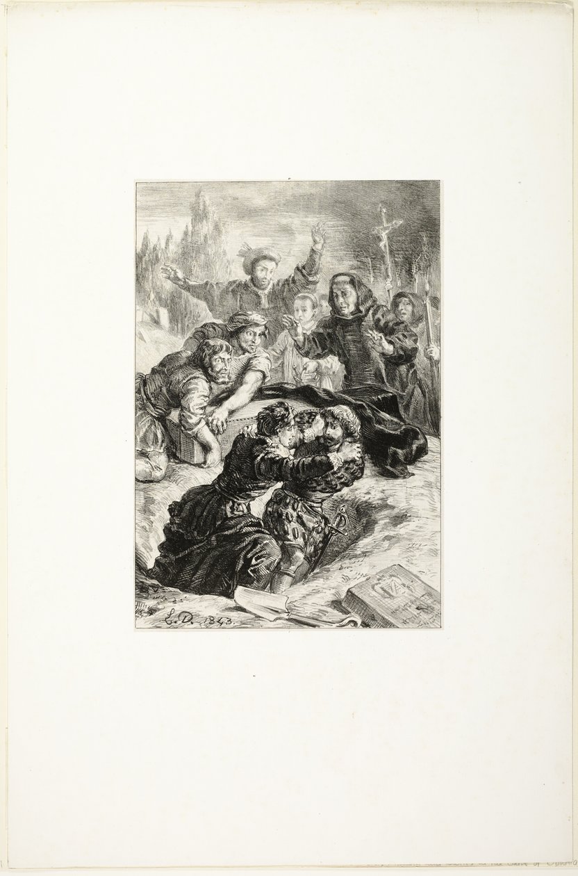 Hamlet og Laertes i Ophelias grav af Eugène Delacroix