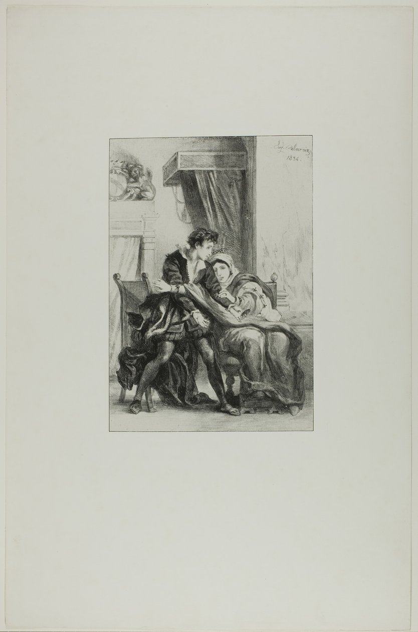 Hamlet og Dronningen af Eugène Delacroix