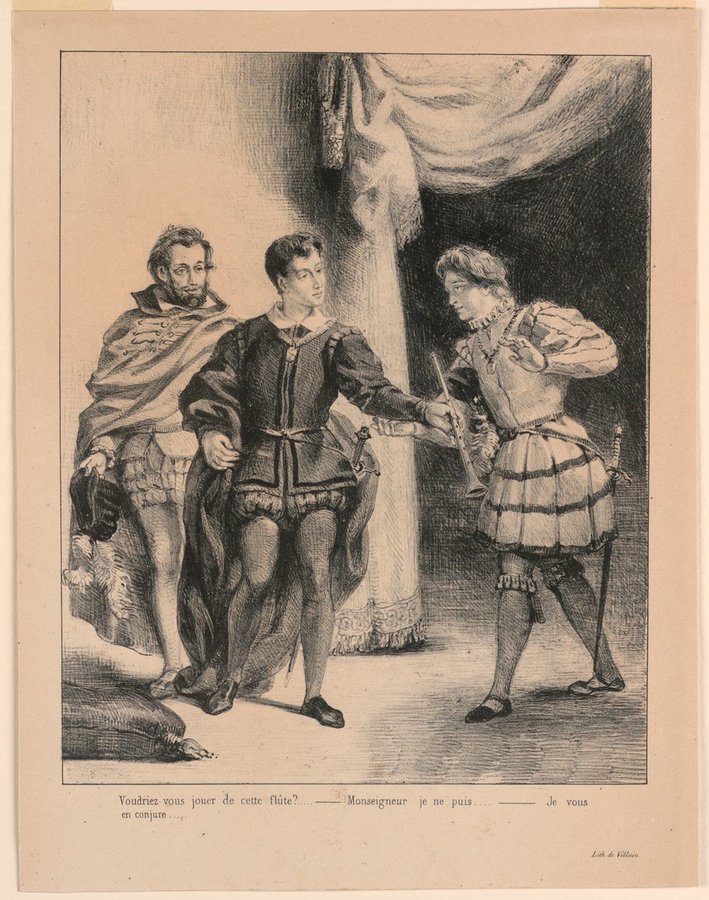 Illustration til Hamlet: Hamlet og Guildenstern (III,2) af Eugène Delacroix