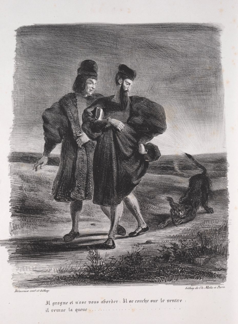 Illustrationer til Faust: Faust, Mephistopheles og barbeten af Eugène Delacroix