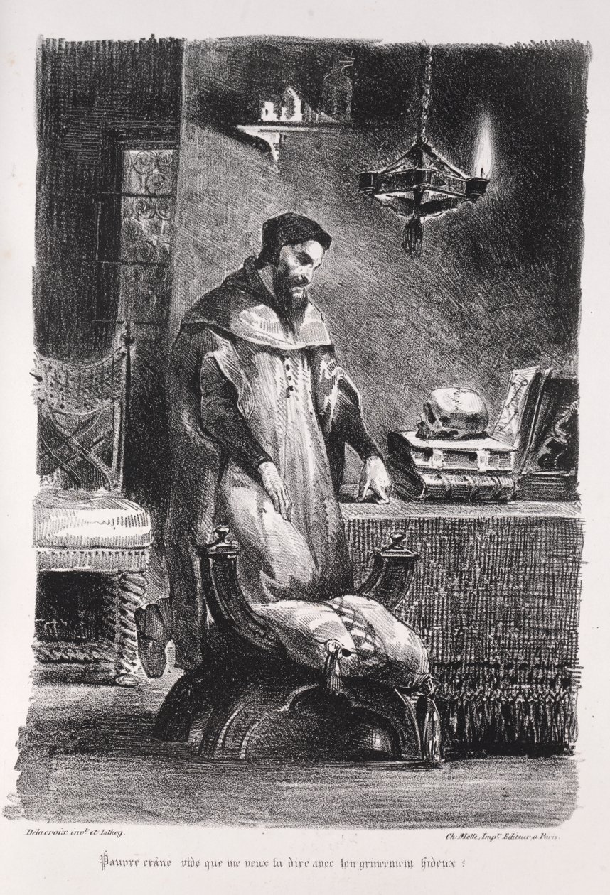 Illustrationer til Faust: Faust i sit omklædningsrum af Eugène Delacroix