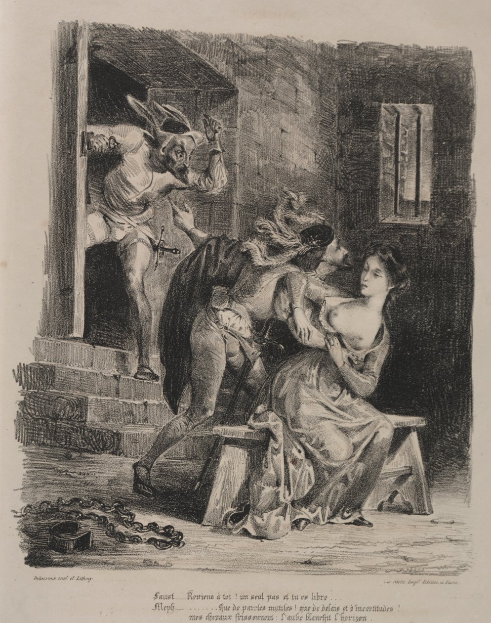 Illustrationer til Faust: Faust i fængslet af Marguerite af Eugène Delacroix