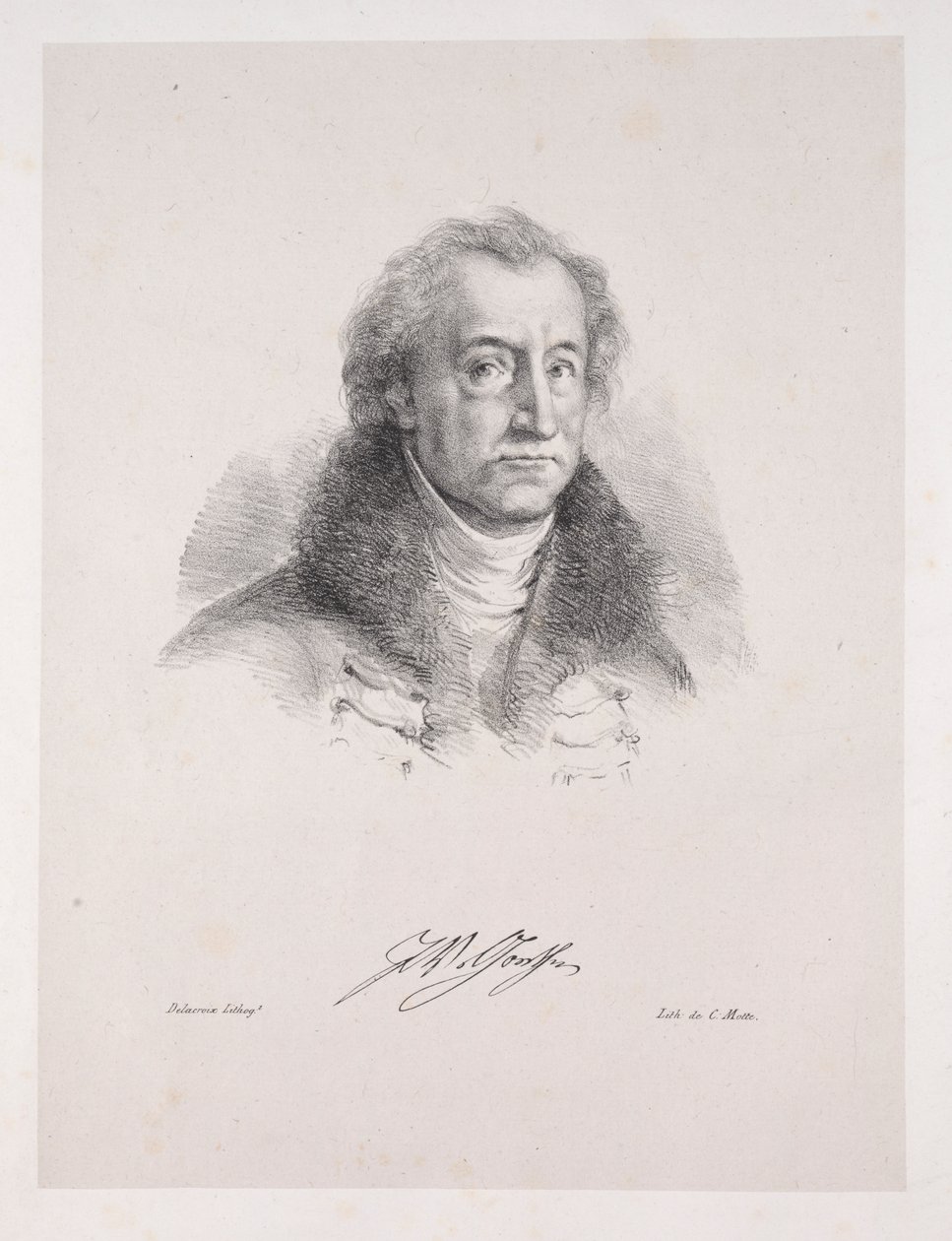 Illustrationer til Faust: Frontispice - Portræt af Johann Wolfgang von Goethe af Eugène Delacroix