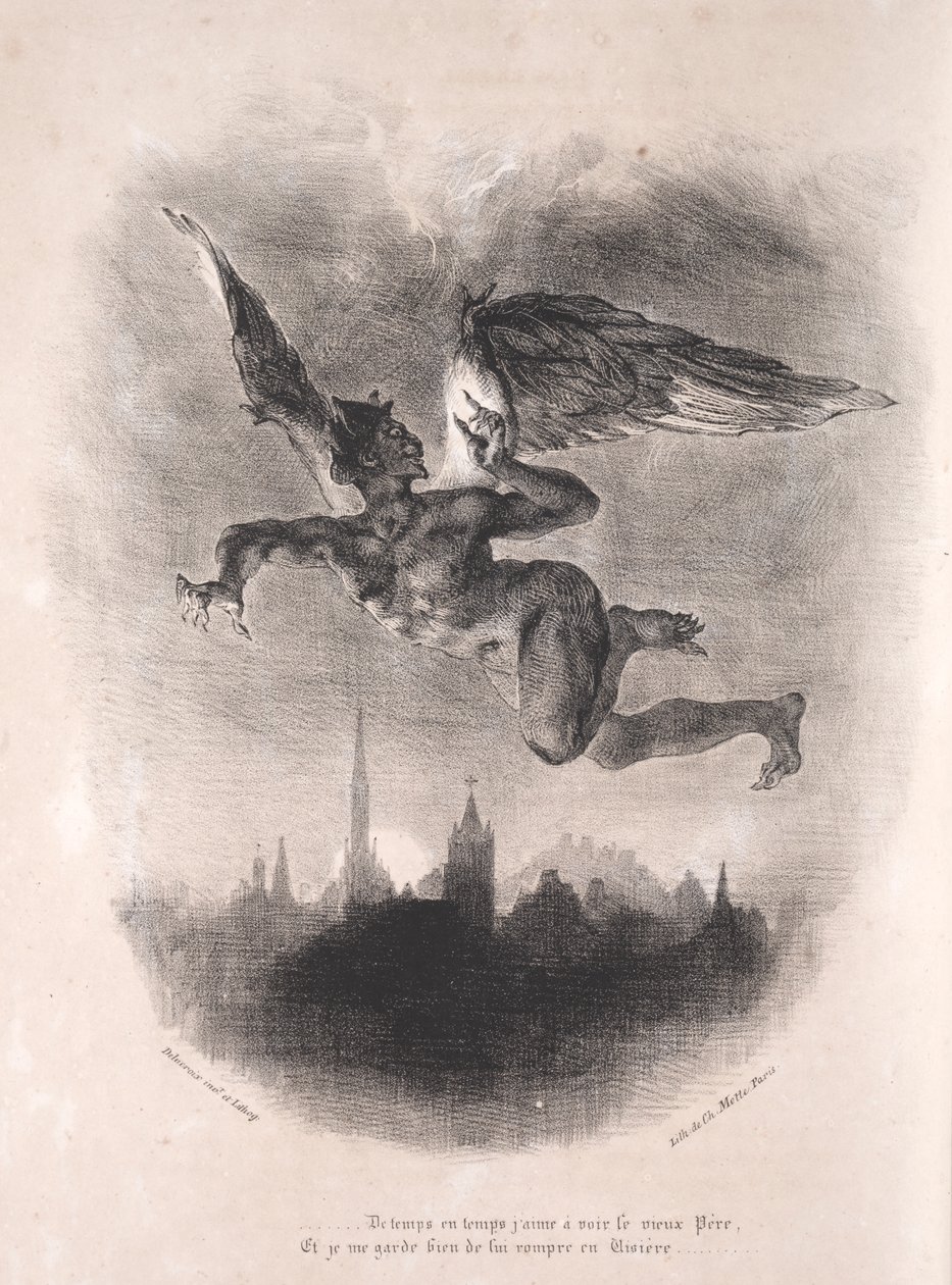 Illustrationer til Faust: Mefistofeles i luften af Eugène Delacroix