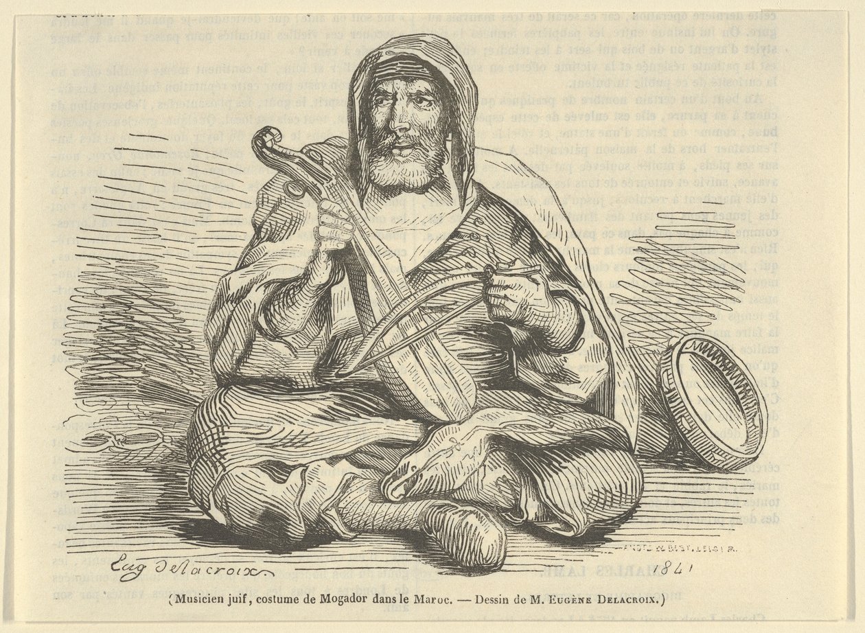 Jødisk musiker i Mogador-kostume, Marokko, 1842., 1842. af Eugène Delacroix