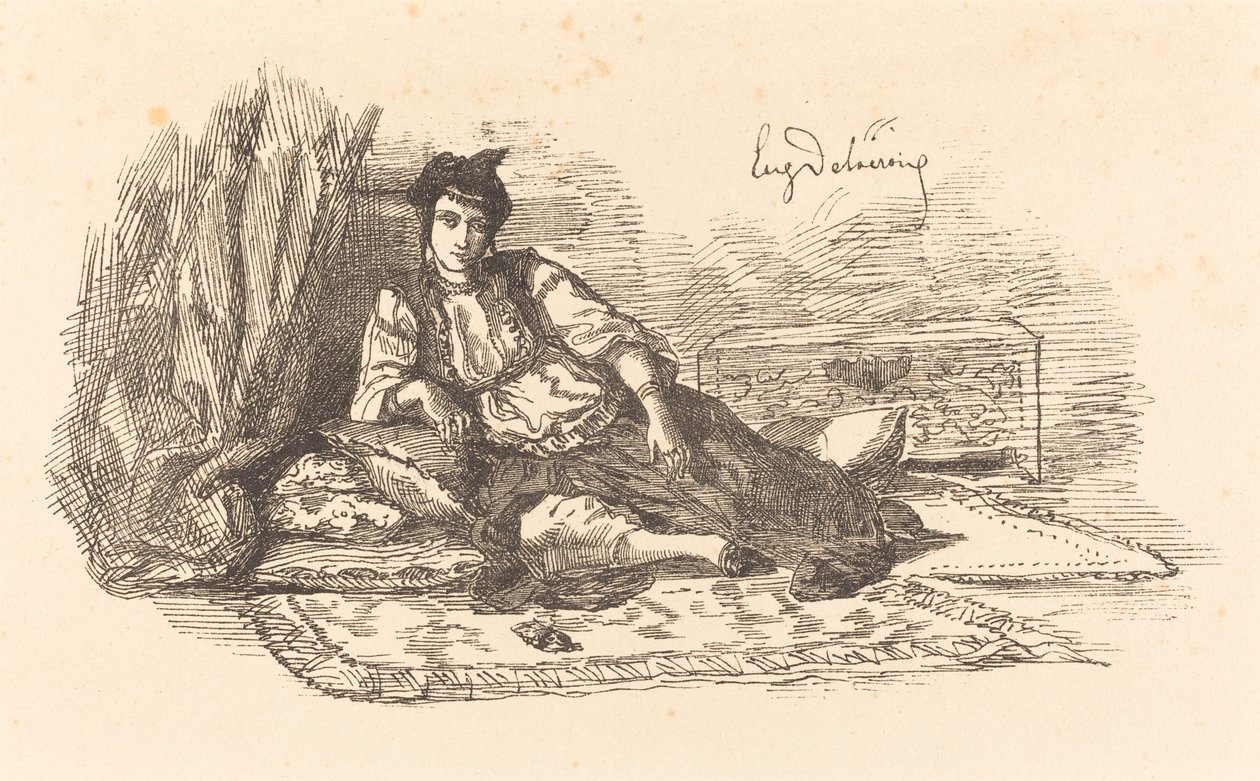 Jødisk kvinde fra Algier (jøde fra Algier og en gade i Algier) af Eugène Delacroix