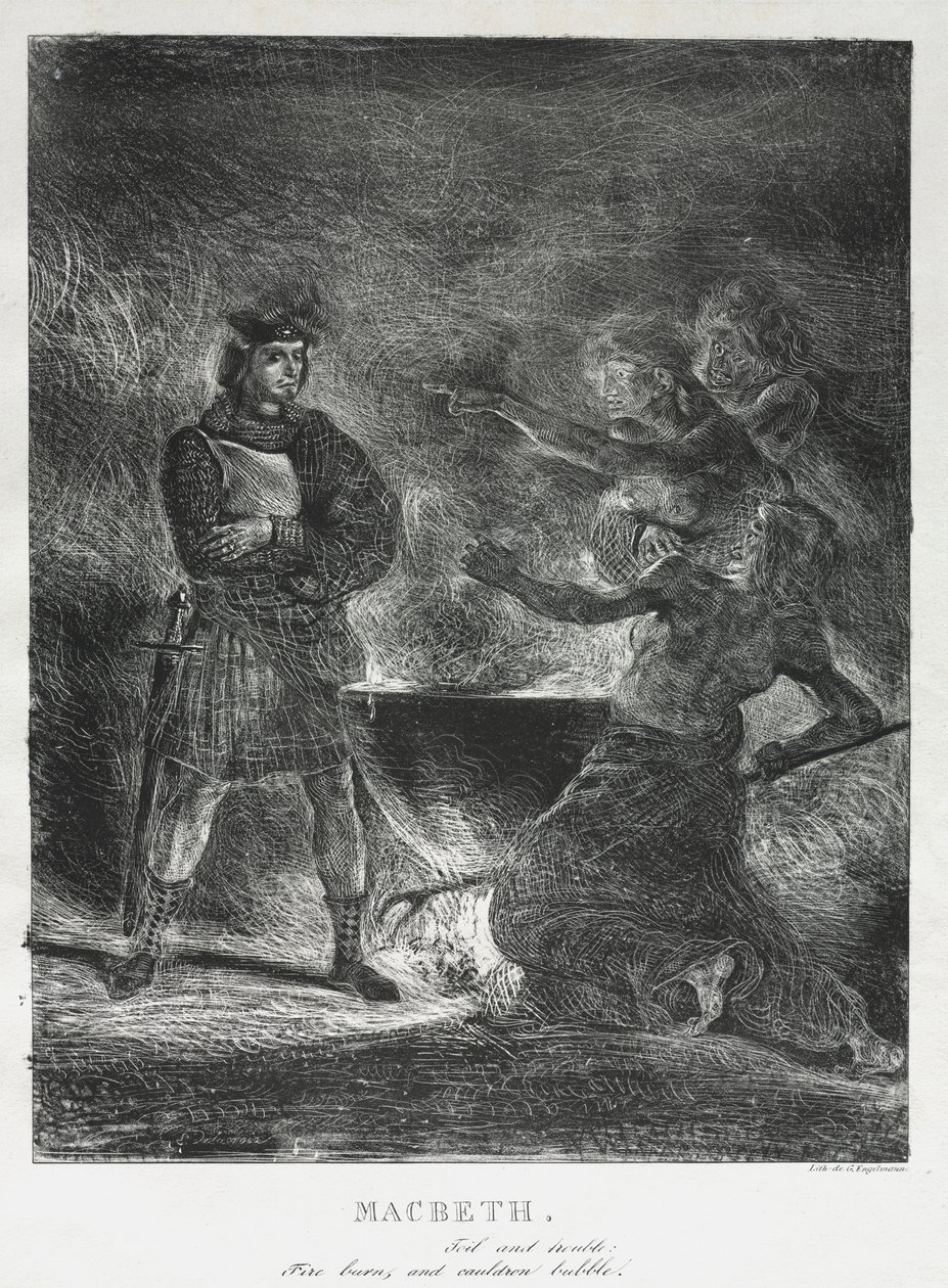 Macbeth konsulterer heksene af Eugène Delacroix