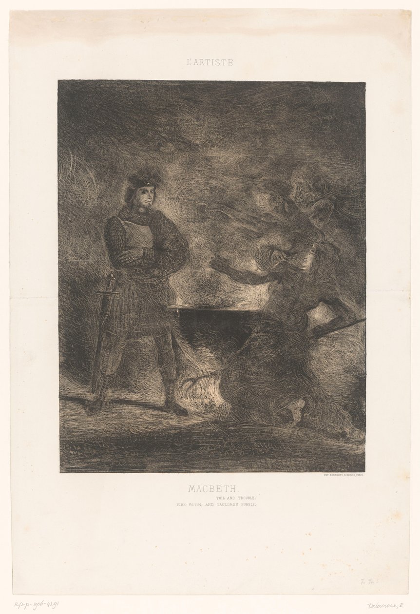 Macbeth konsulterer de tre hekse Macbeth (titel på objekt) af Eugène Delacroix