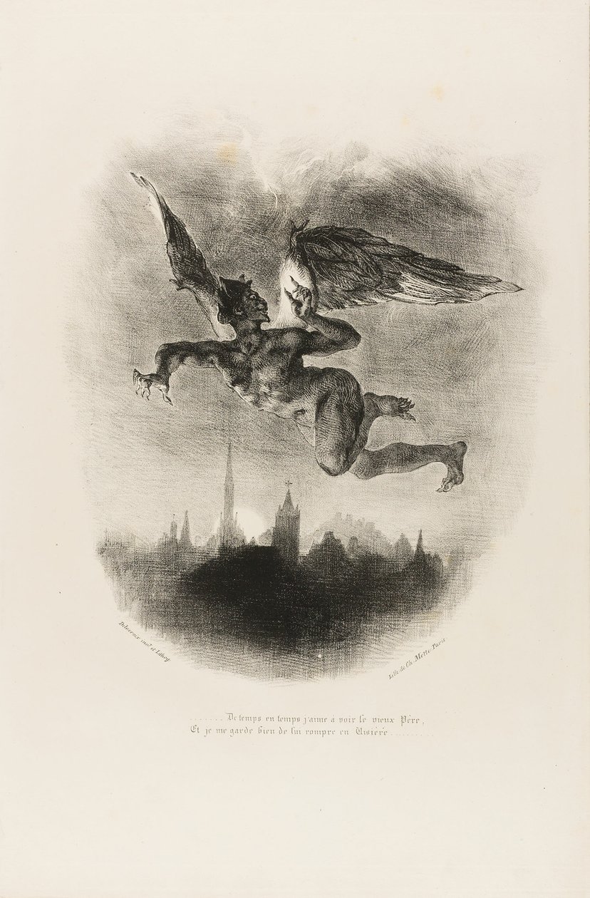 Mephistopheles Flying, fra Faust af Eugène Delacroix