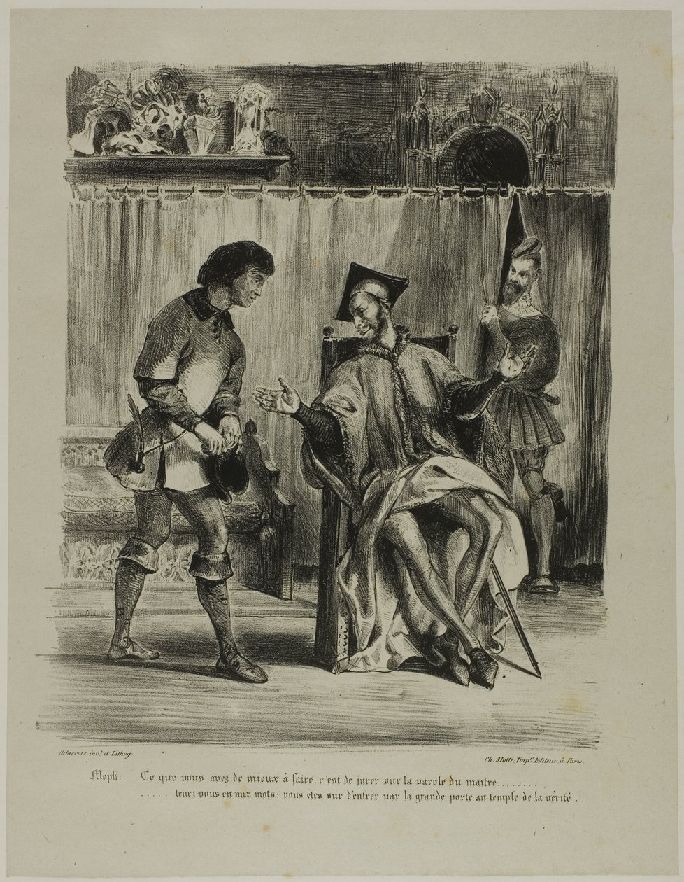 Mephistopheles Modtager Studenten, fra Faust af Eugène Delacroix