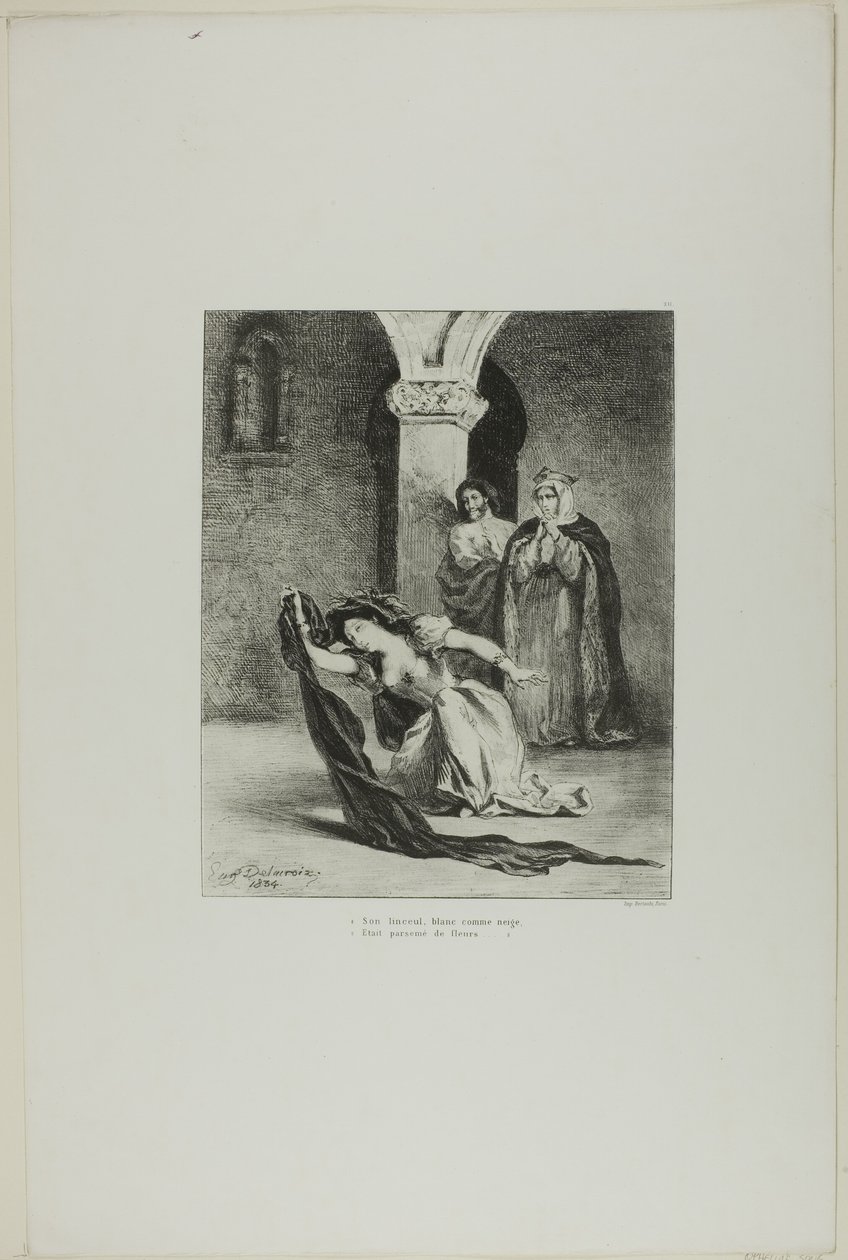 Ophelias sang, planche 12 fra Hamlet af Eugène Delacroix