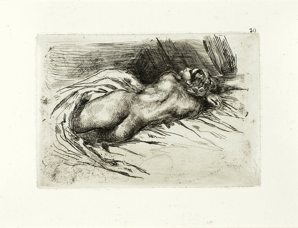 Liggende nøgen, set bagfra af Eugène Delacroix