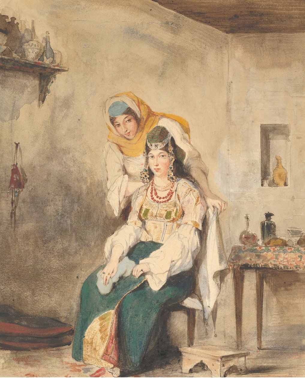Saada, Abraham Ben-Chimols hustru og Préciada, en af deres døtre, 1832. af Eugène Delacroix