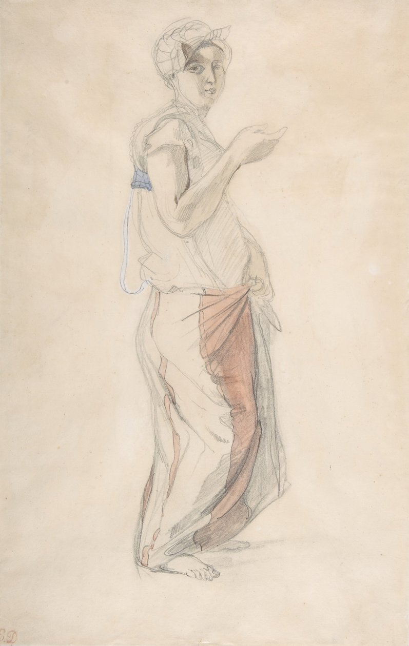 Stående kvinde i marokkansk kostume, ca. 1834. af Eugène Delacroix