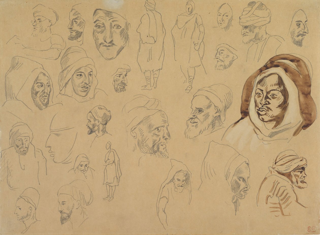 Studier af arabiske hoveder og figurer, efter 1832. af Eugène Delacroix