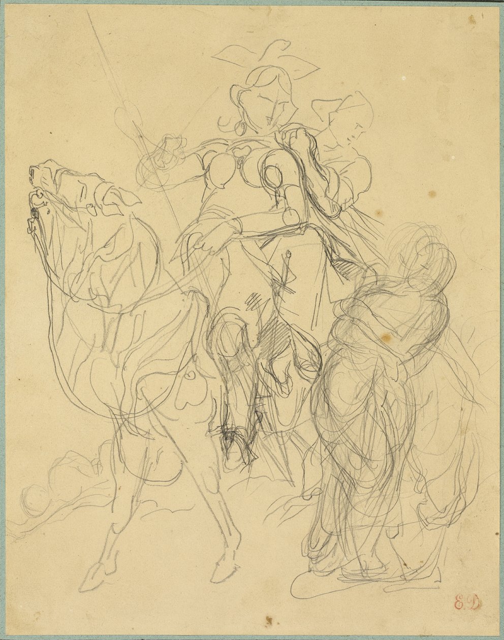 Studie til Marphise og herskerinden af Pinabel af Eugène Delacroix