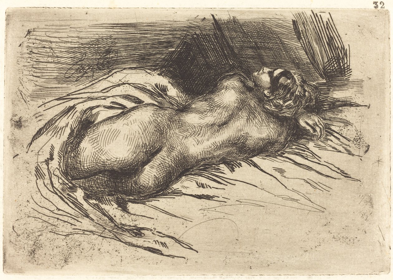 Studie af en kvinde, set bagfra af Eugène Delacroix