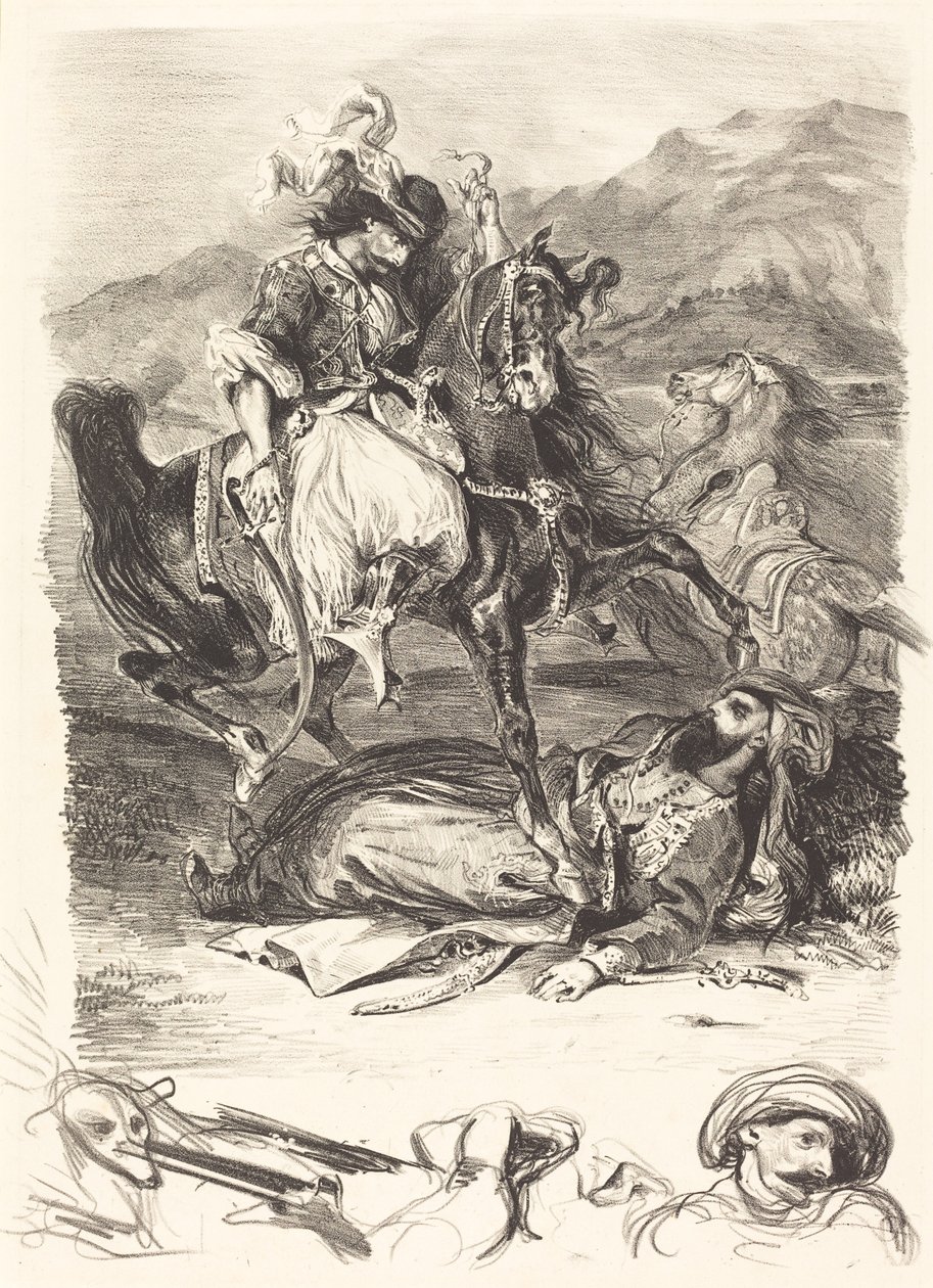 Slaget ved Giaour og Pasha (Combat du Giaour et du Pacha) af Eugène Delacroix