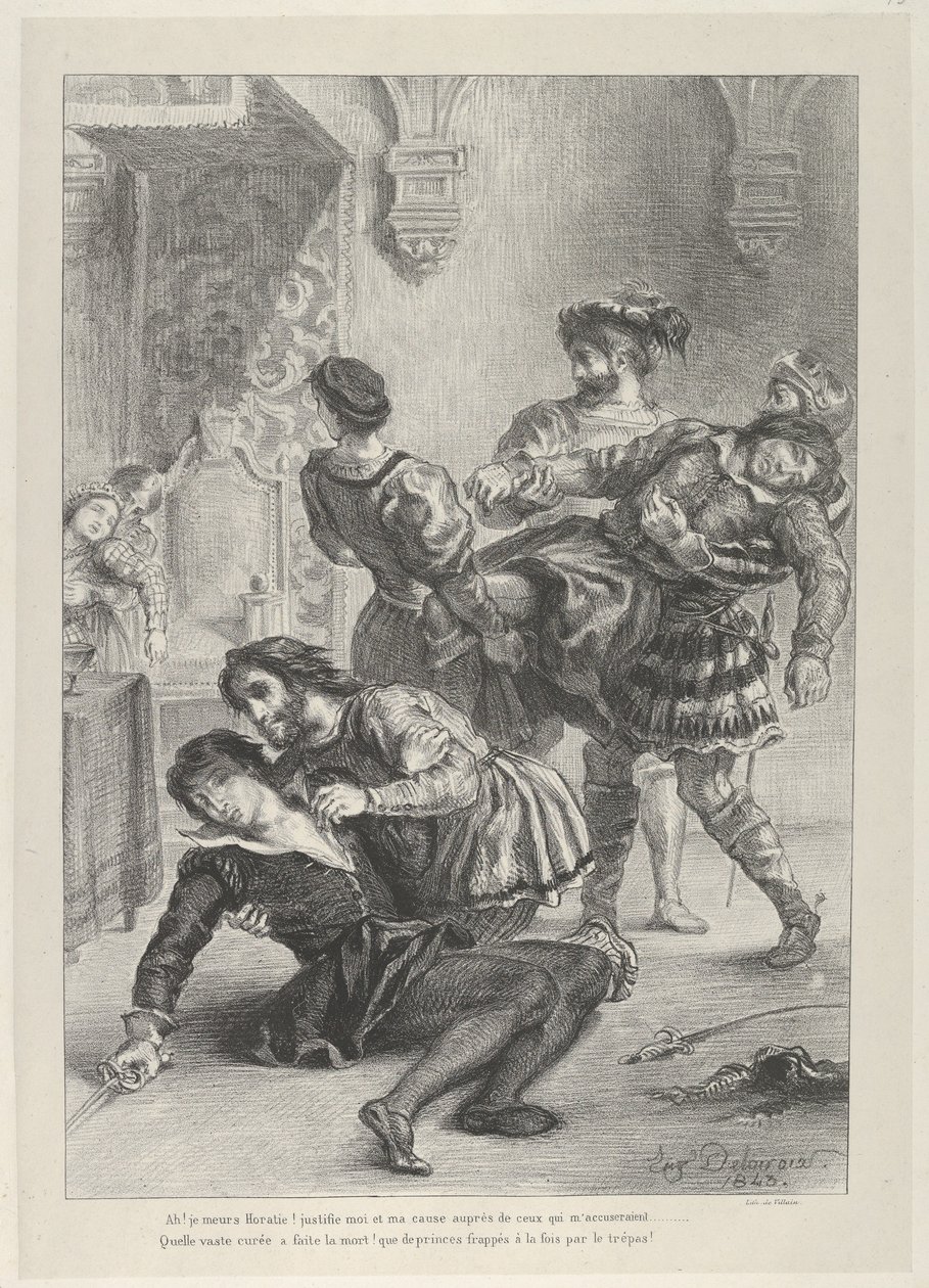 Hamlets død, 1843., 1843. af Eugène Delacroix