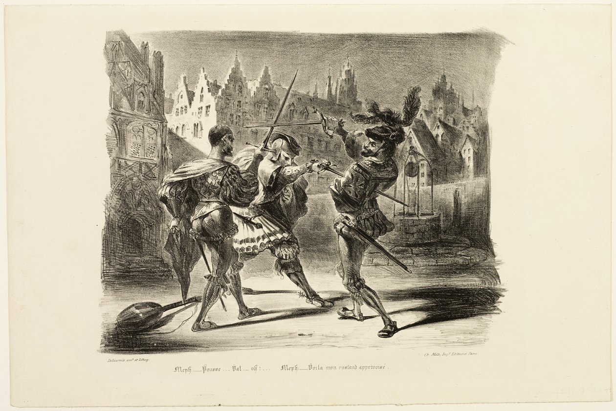 Duellen mellem Faust og Valentine, fra Faust af Eugène Delacroix