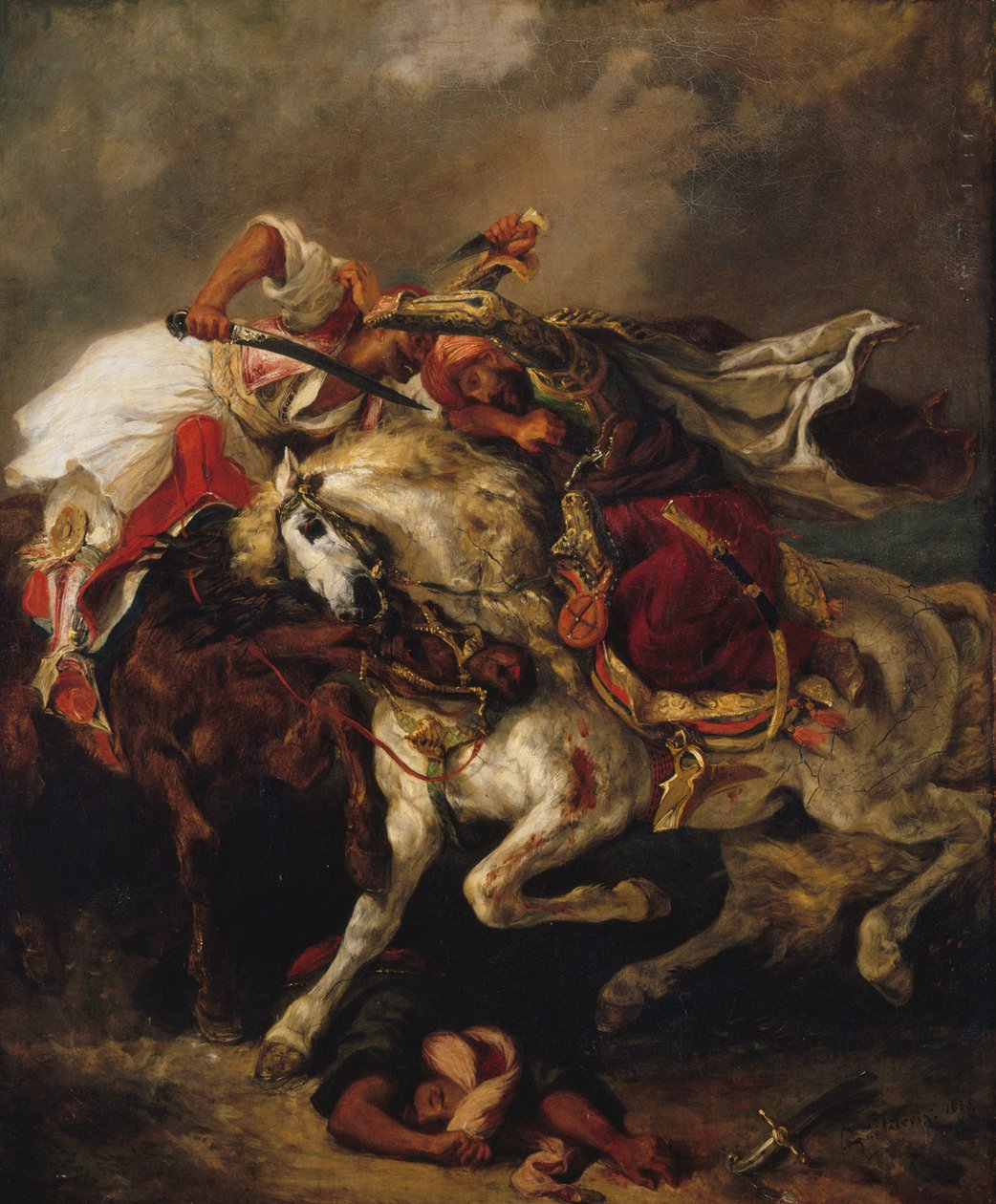 Kampen mellem Giaur og Pasha, 1835. af Eugène Delacroix
