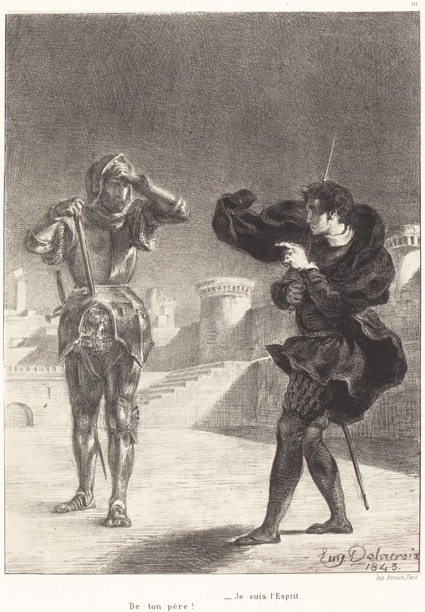 Spøgelset på terrassen (Act I, Scene V) af Eugène Delacroix