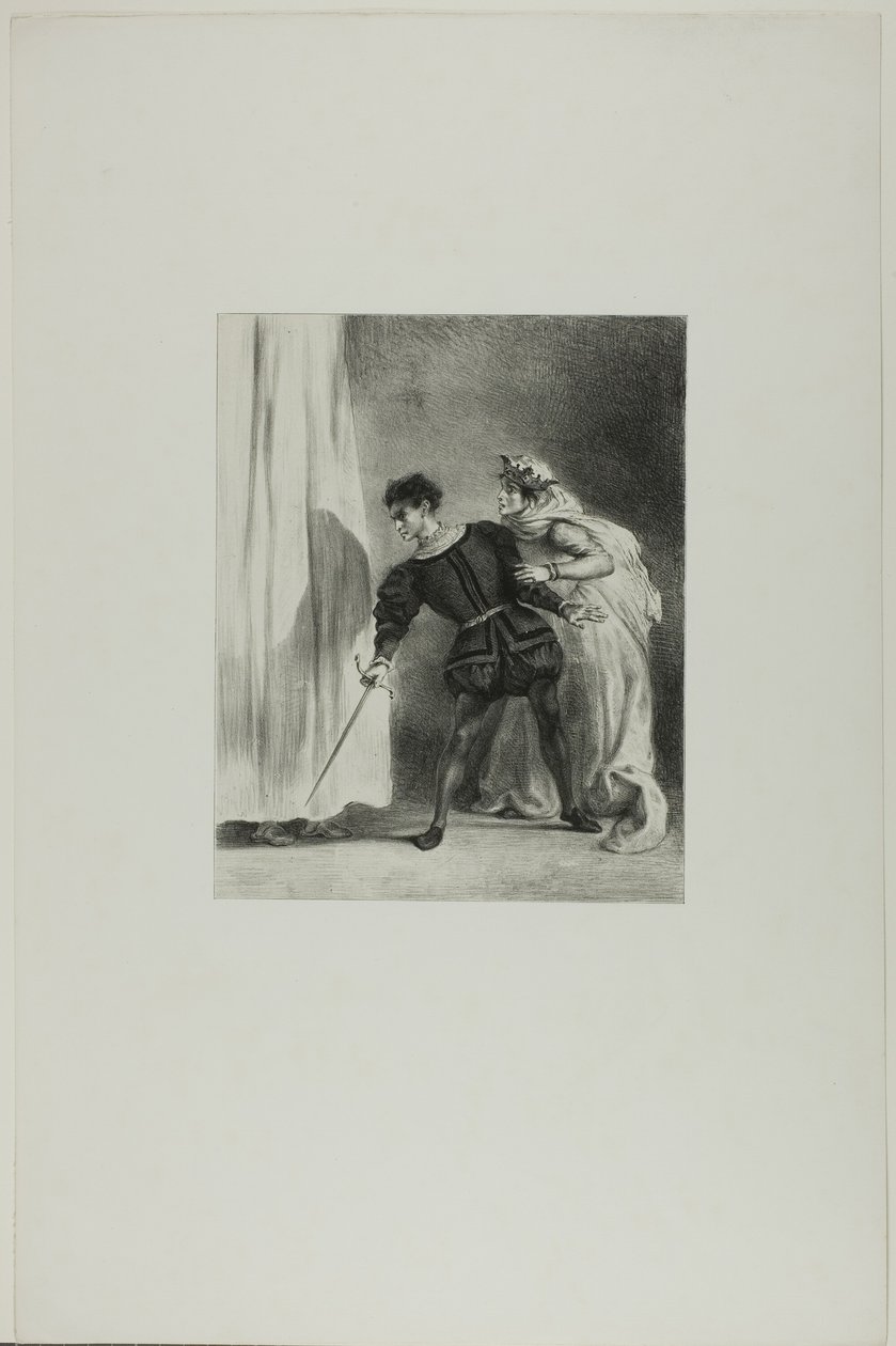 Mordet på Polonius af Eugène Delacroix