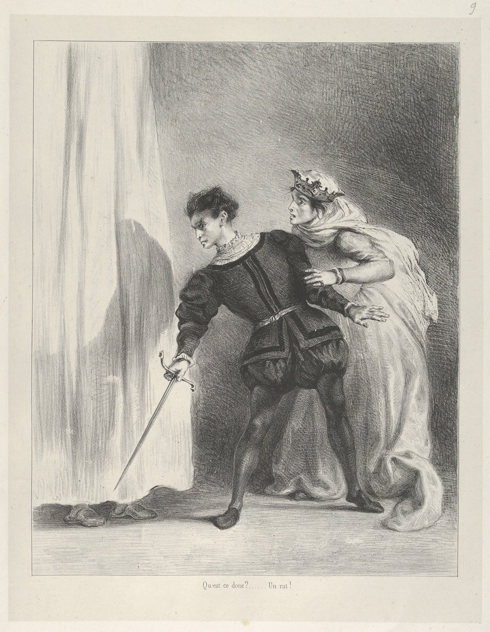 Mordet på Polonius, 1834-43., 1834-43. af Eugène Delacroix