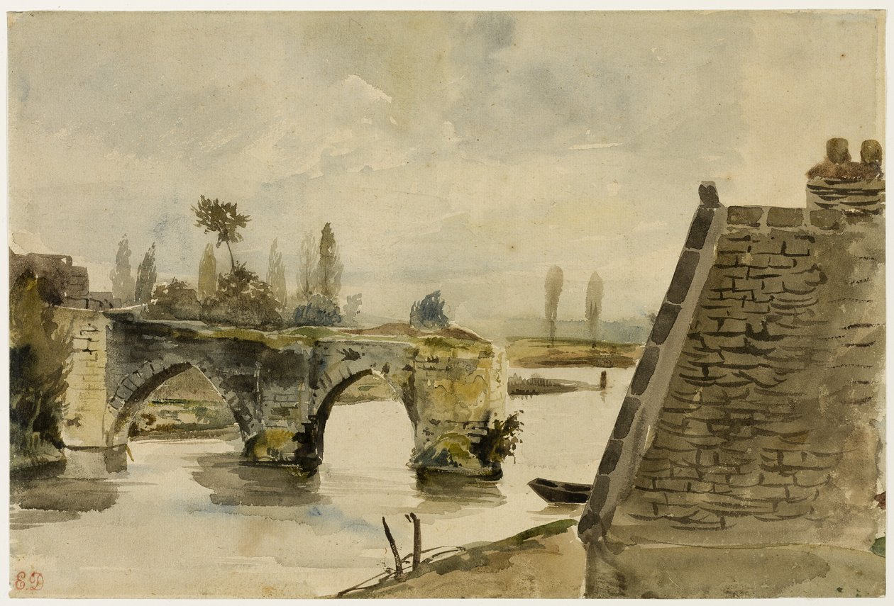Den gamle bro i Nantes af Eugène Delacroix