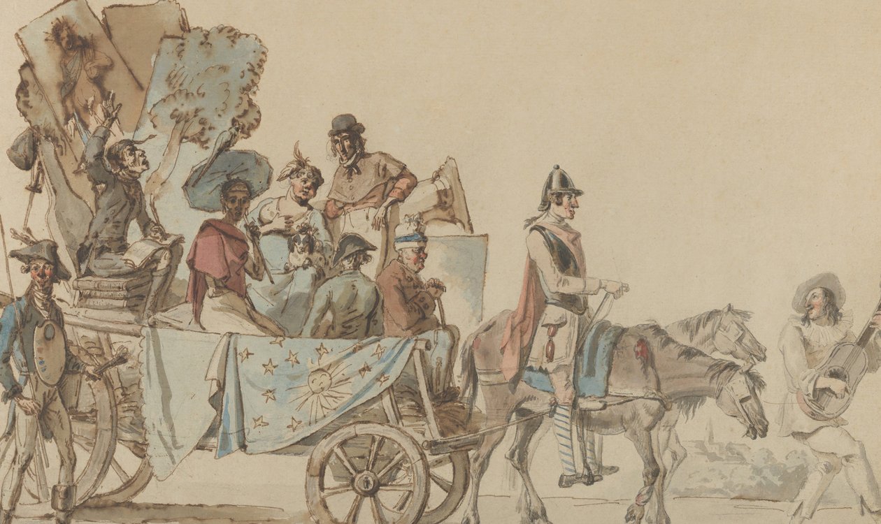 Teatertrup på vejen, 1818. af Eugène Delacroix