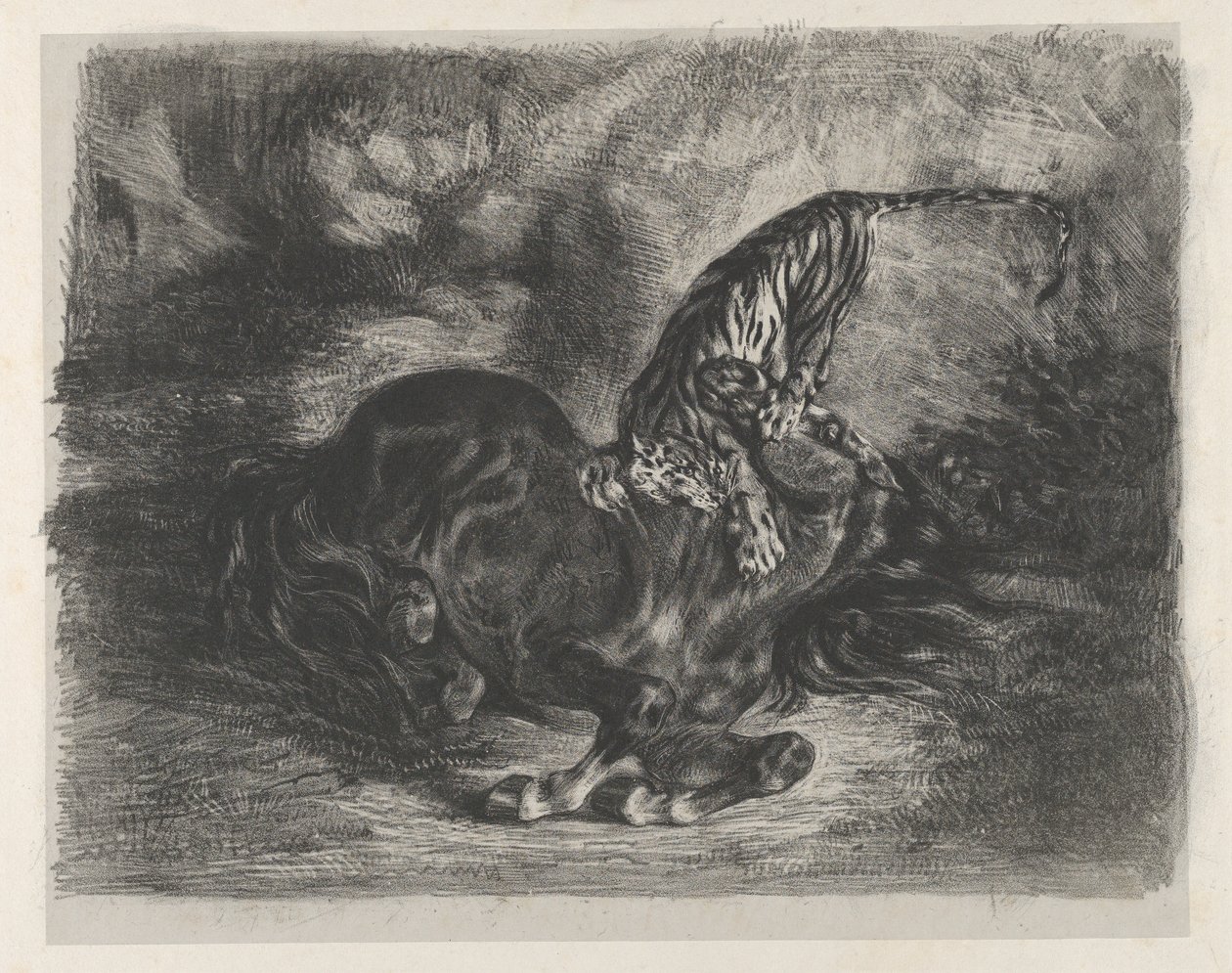Vild hest fældet af en tiger, 1828., 1828. af Eugène Delacroix