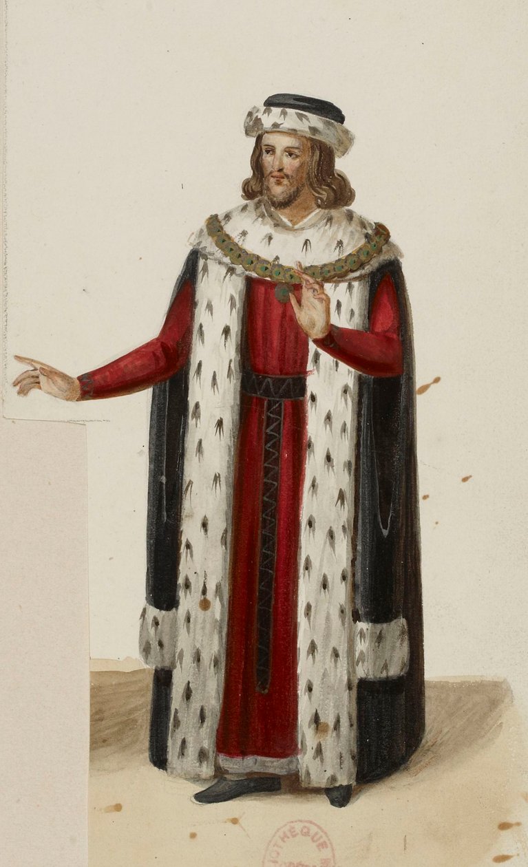 Kostume af Enguerrand de Marigny (La Tour de Nesle, 1832) (beskåret) af Eugène Du Faget
