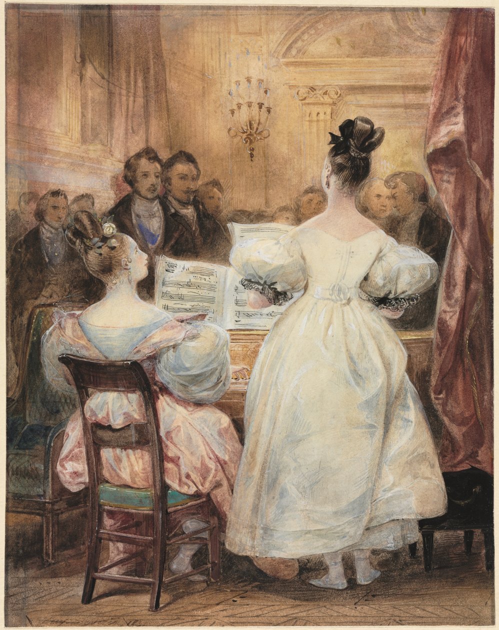 En koncert: Laura Devéria synger af Eugène François Marie Joseph Devéria