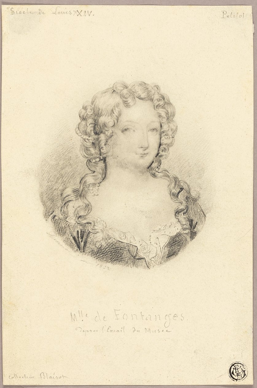 Medaljon Portræt af Miss de Fontanges af Eugène François Marie Joseph Devéria