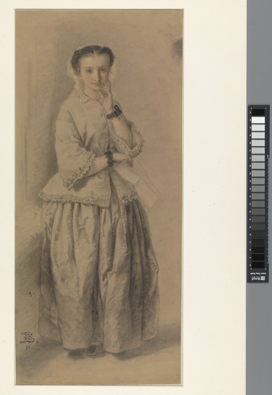 Portræt af Jeanne Dielman, stående, fuld længde af Eugène François de Block