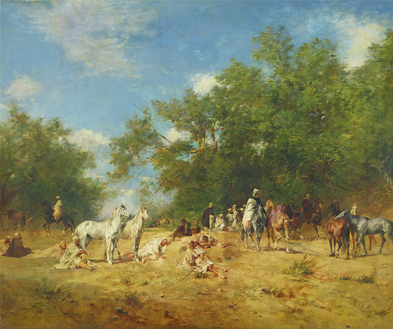 Arabiske ryttere hviler i skoven, 1868 af Eugène Fromentin