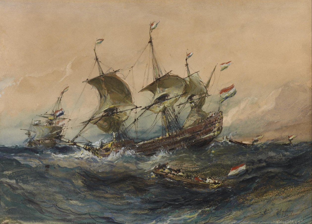 Hollandske skibe i stormvejr af Eugene Isabey