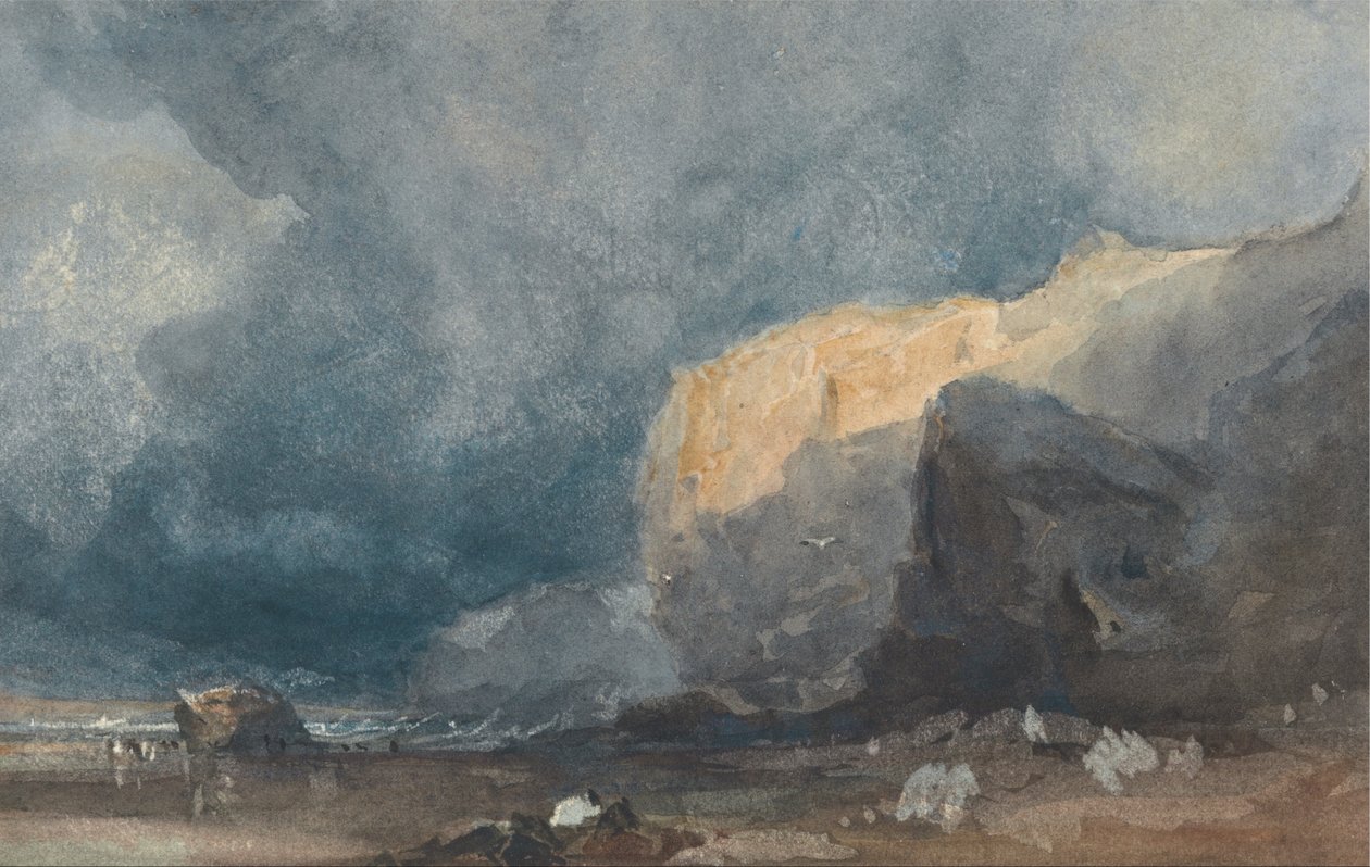 Nær Ventnor - Kystlandskab med mørk himmel af Eugene Isabey